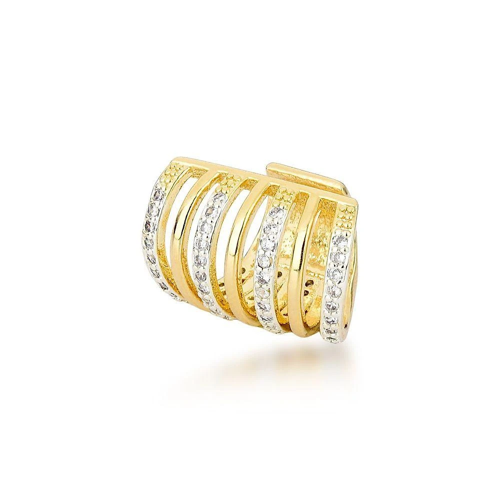 Piercing Fake De Luxo - Estilo Argola Banhado Em Ouro 18k Com Detalhes Brilhantes
