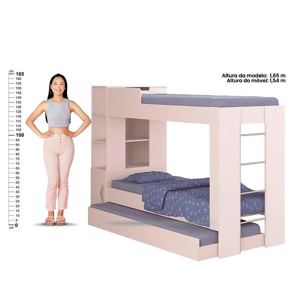 Beliche Ditália Cama Auxiliar Com Kit Luz Cm-15 Cor:branco Branco