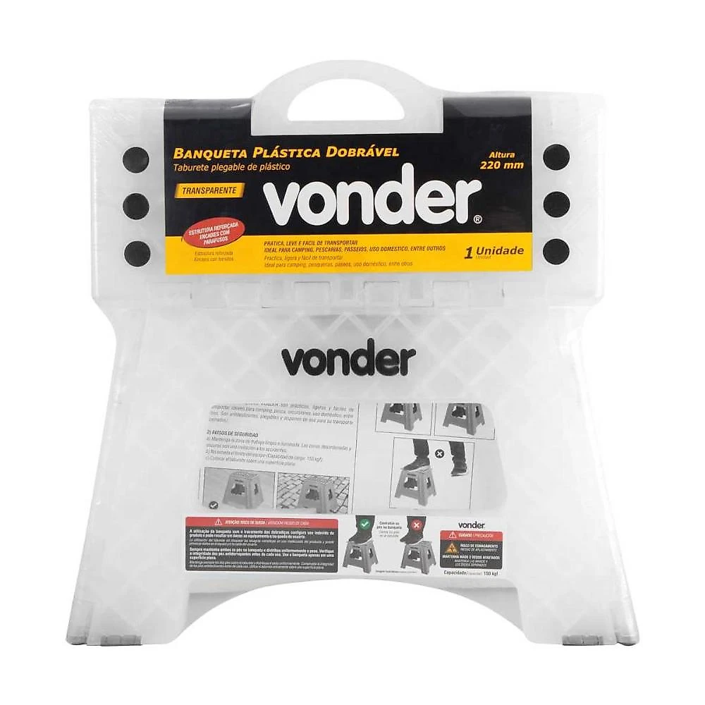 Banqueta plástica dobrável 355x285x220mm 150kg vonder