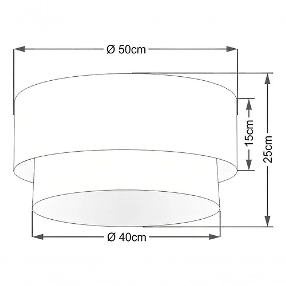 Plafon Duplo Cilíndrico Vivare Md-3017 Cúpula Em Tecido 50x40cm - Bivolt Rustico-bege-branco 127/220v