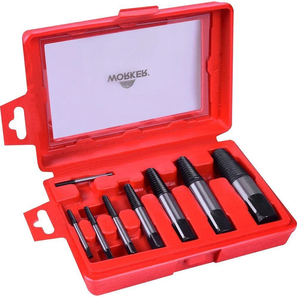 Ferramenta Extrator 8 Peças M3-M45 Remoção de Parafusos Quebrados Aço Carbono Worker