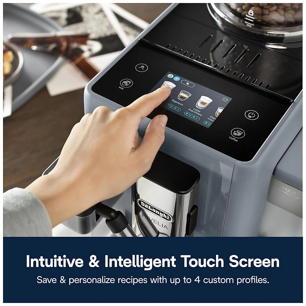 Máquina de Café Espresso Automática De'Longhi Rivelia Cinza Pebble Moedor Integrado Espumador 120V