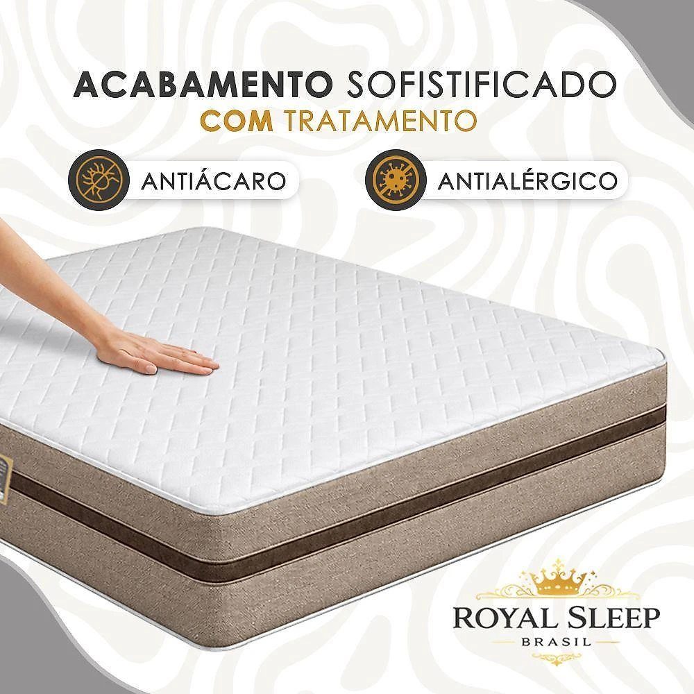 Cama Box com Baú Casal Bioclassic Molas Ensacadas Suede Bege Royal Sleep 138CM