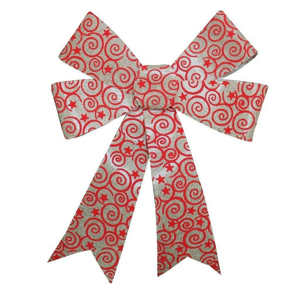 Kit 5 Enfeite para Árvore de Natal Laço Arabesco de Veludo Vermelho 42cm