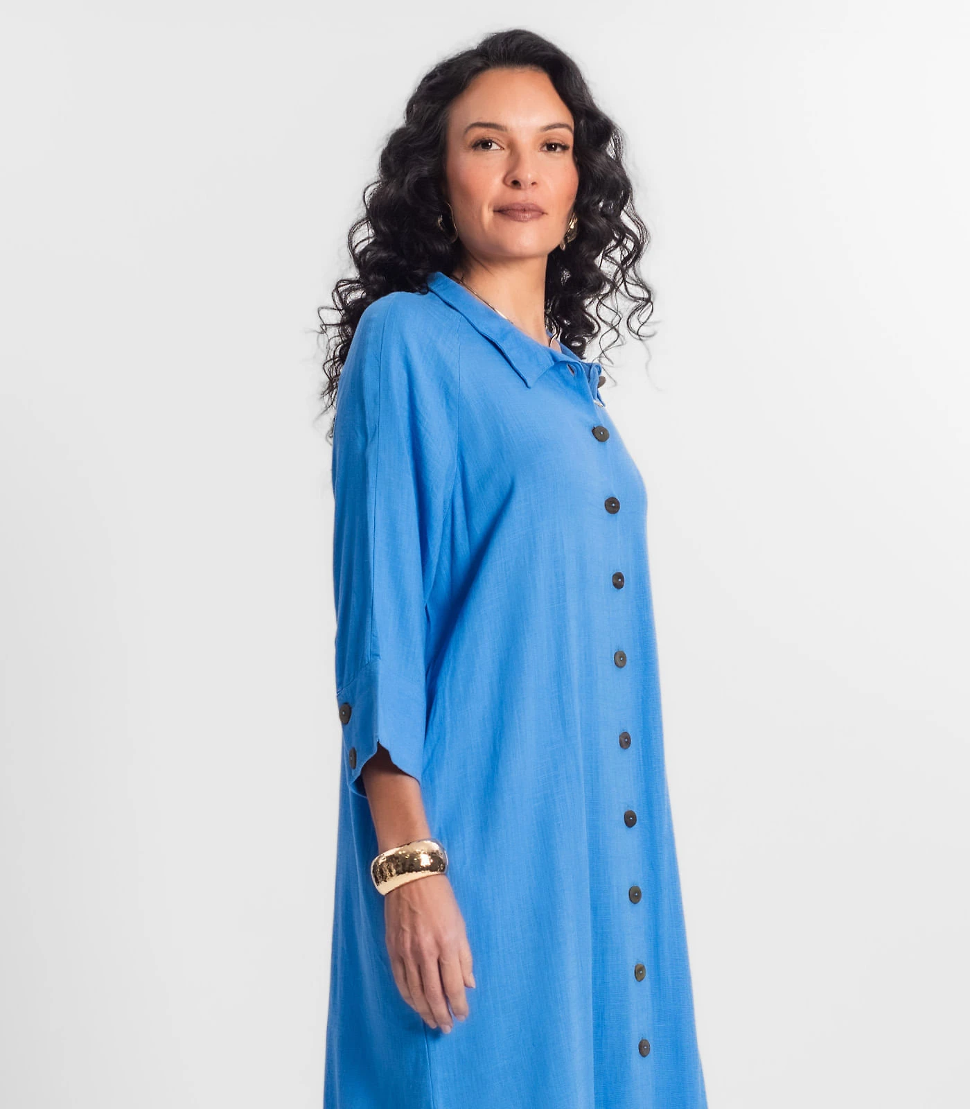 Miniatura Vestido Chemise Feminino Viscose Select Azul G