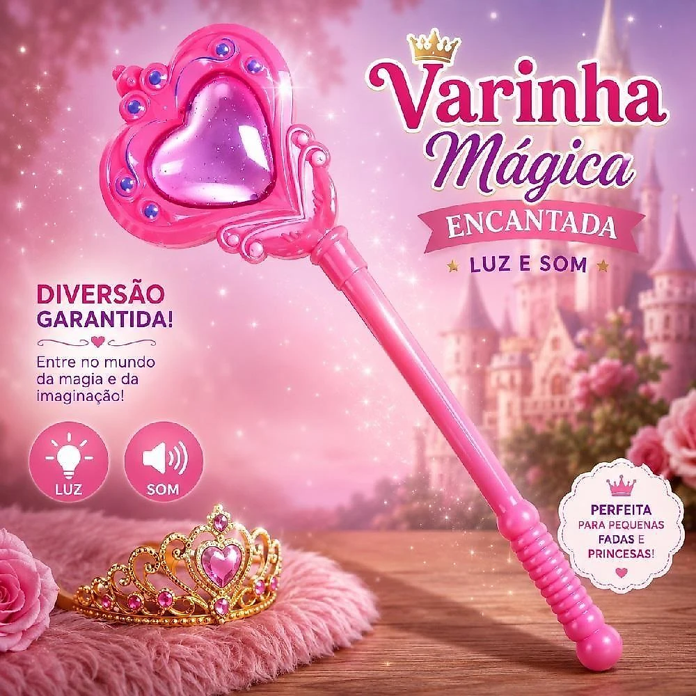 Varinha Mágica Infantil Varinha Encantada com Efeitos de Luz e Som Roxo Yeet