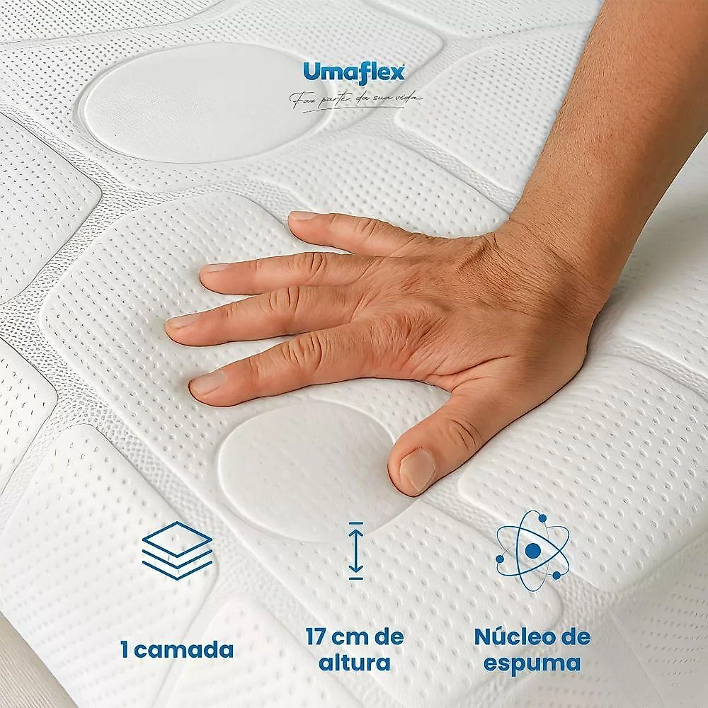 Cama Box Baú Base Sider Solteiro Bege + Colchão Umaflex Fit Firm D33 Altura 17cm - Orthocamas