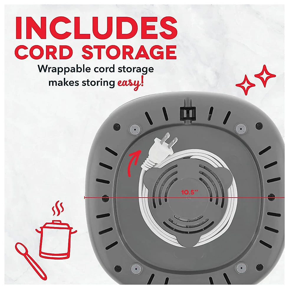 Cooktop Elétrico com Aquecimento Infra vermelho e 5 Níveis de Temperatura 110V 1200W, Dash, Cinza