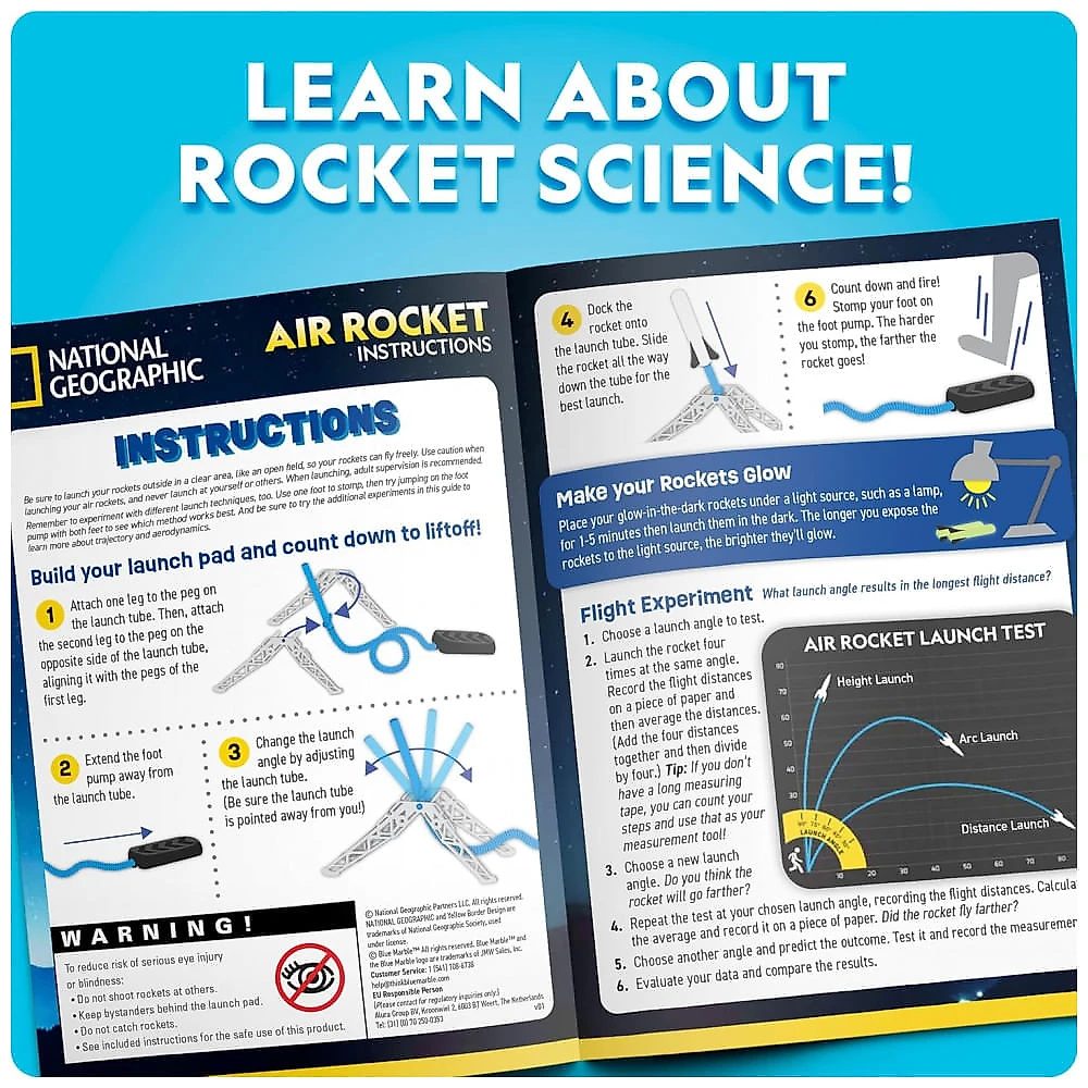 Air Rocket Kit Multicolor – Brinquedo Educativo STEM, Lançador de Foguetes para Crianças, Presente Criativo, National Geographic