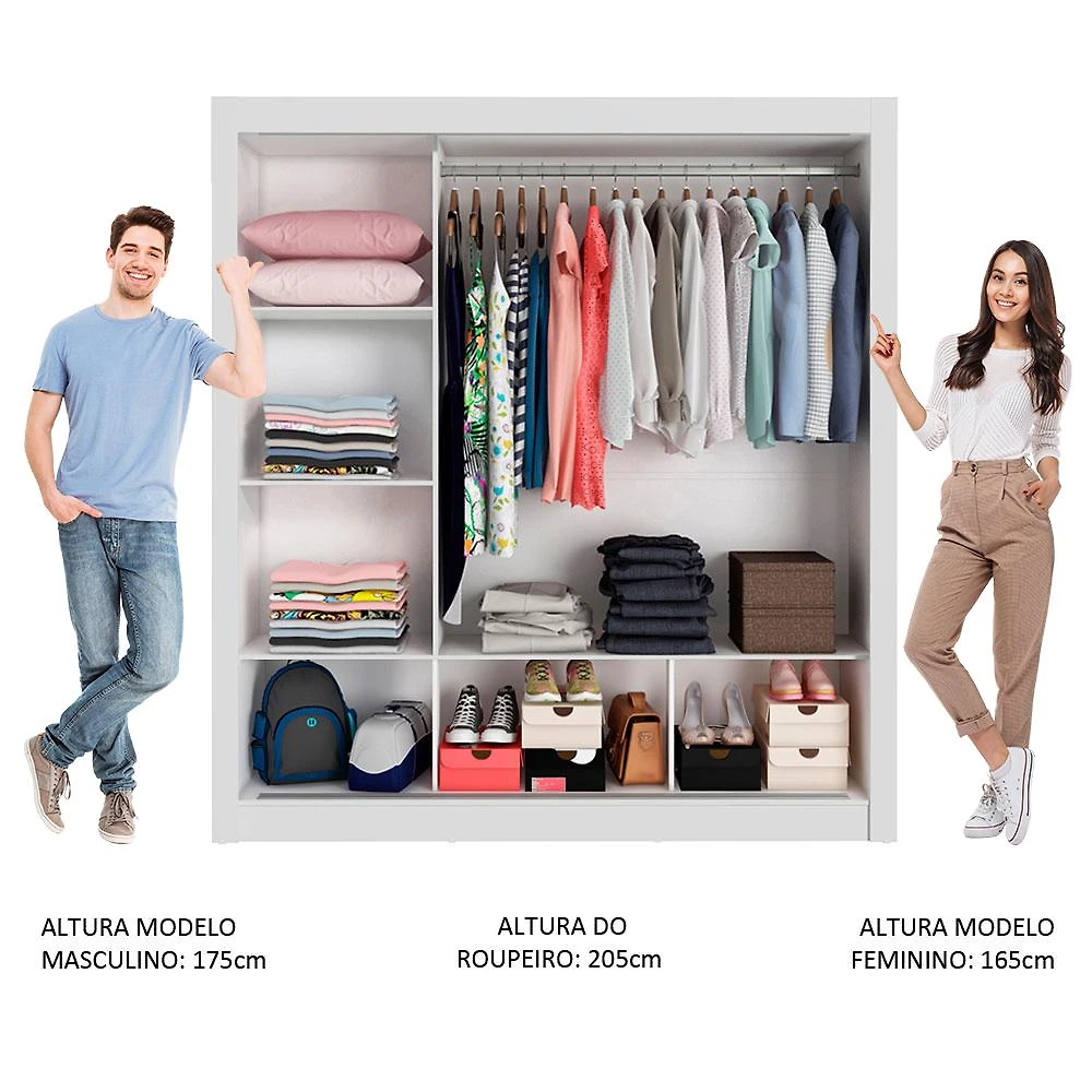 Miniatura Guarda Roupa Casal Madesa Mônaco 3 Portas de Correr Branco