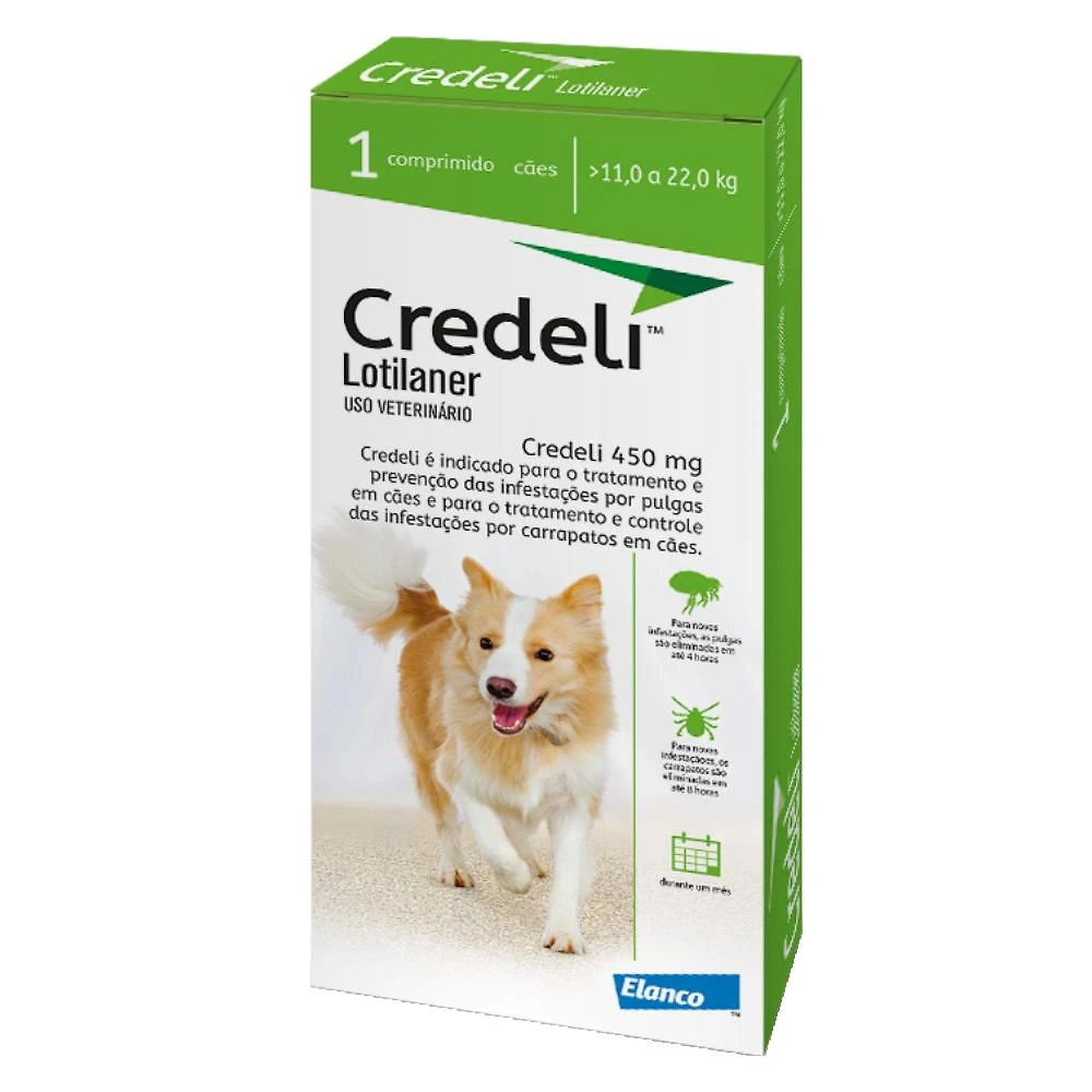 Antipulgas e Carrapatos Elanco Credeli Lotilaner para Cães de 11 a 22 Kg - 1 Comprimido