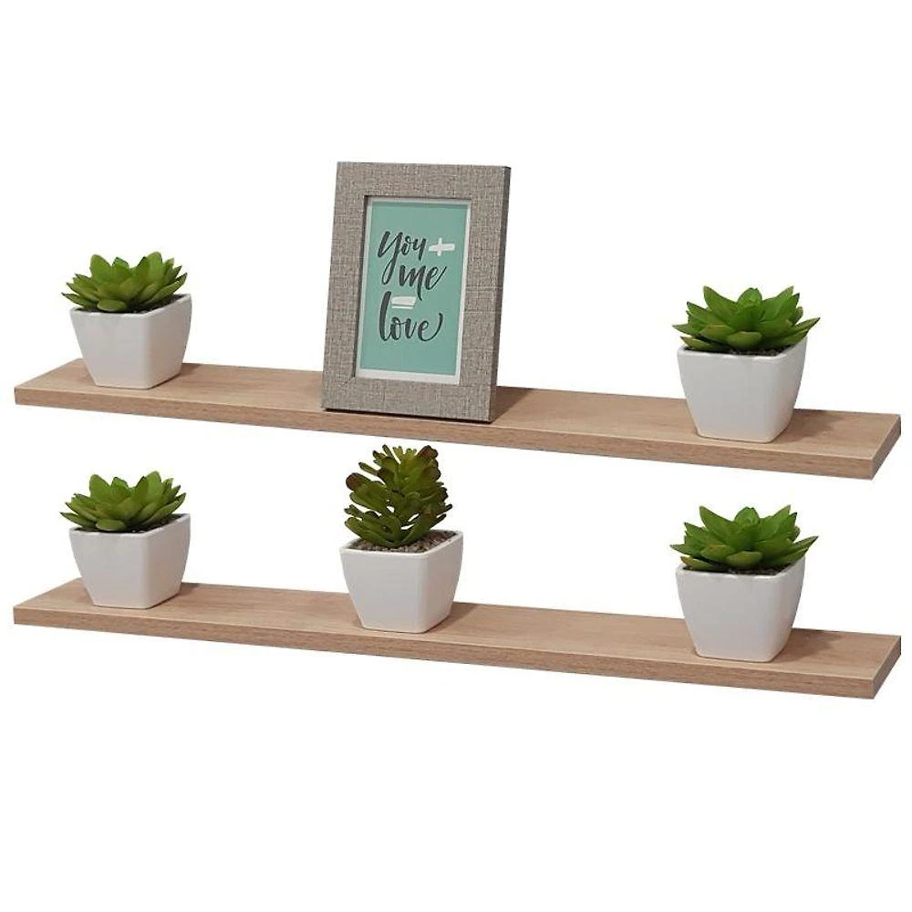 Prateleira Kit 2 70X15CM MDP Suporte Invisível Sala Rústico Bege Mercado das Prateleiras