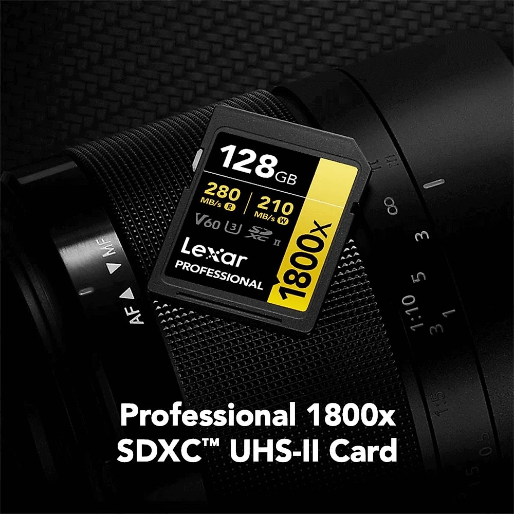 Cartão SDXC 128Gb Lexar Gold Professional 4K 1800x 280Mb/s UHS-II / V60 / U3