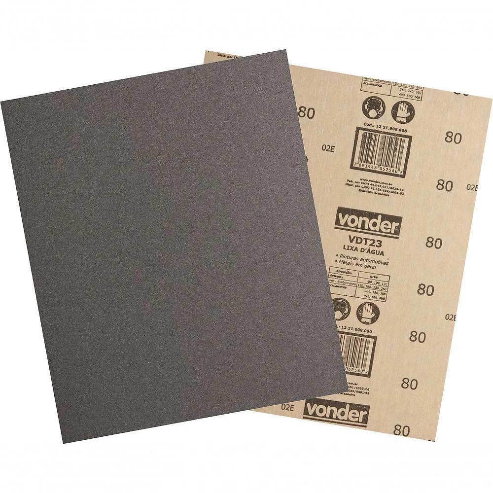 Lixa Folha D'agua G240 Vdt-23 para Acabamento Suave com Grão Óxido de Alumínio Vonder 225X275MM