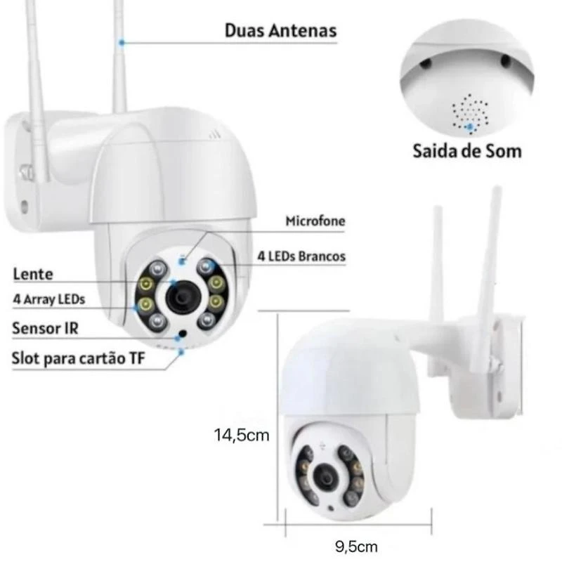 Miniatura Kit 2 Wifi Ip Camera Ipc 360 Wireless Sem Fio A Prova Dágua