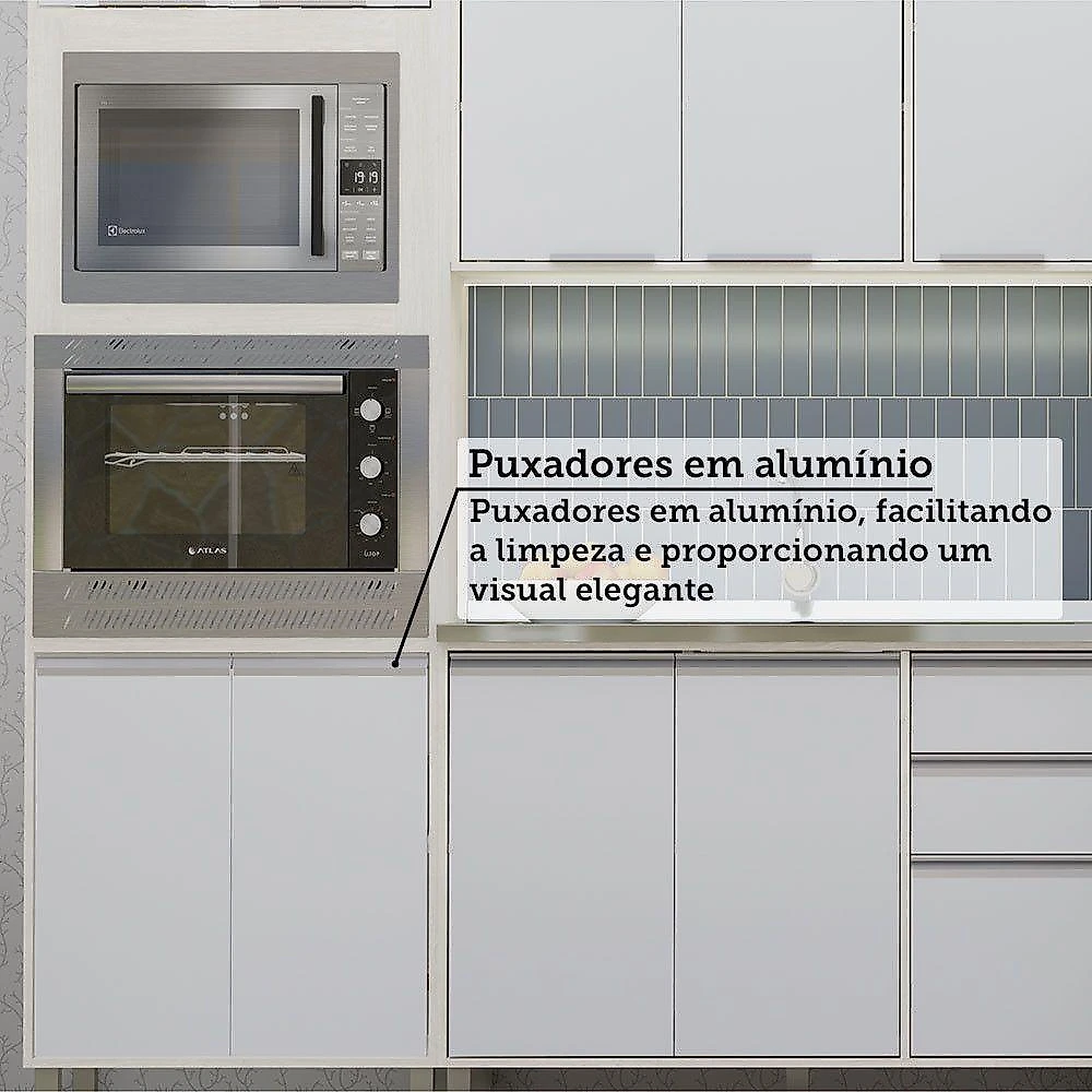 Cozinha Modulada Compacta 5 Peças Sem Tampo Art Luciane Móve Pátina-cinza Cristal