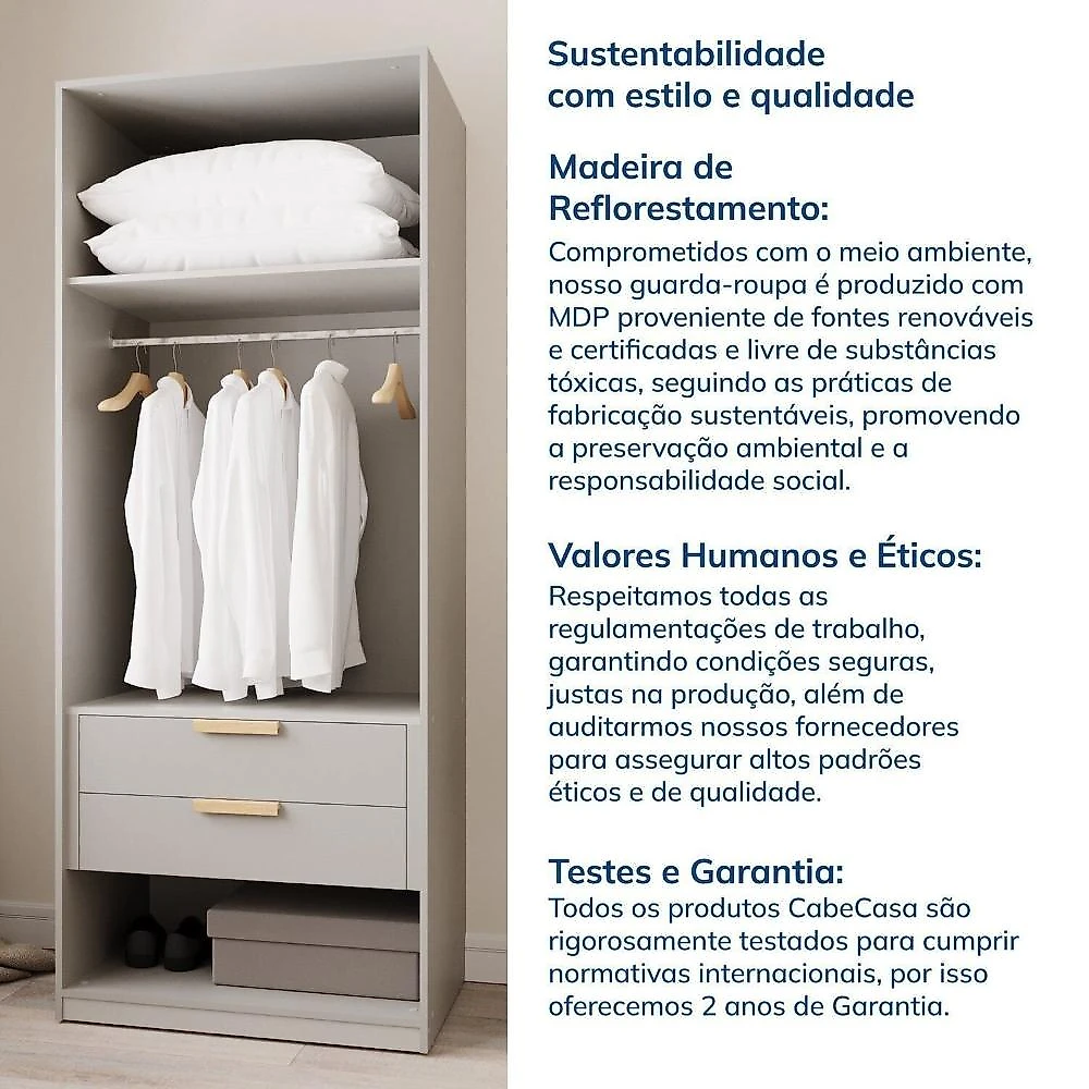 Guarda-roupa Modular 40cm sem Portas com Prateleiras Jade CabeCasa MadeiraOriginals Guarda-roupa Modular 40cm sem Portas com Prateleiras Jade Cabecasa Madeiramadeira Cinza Urbano