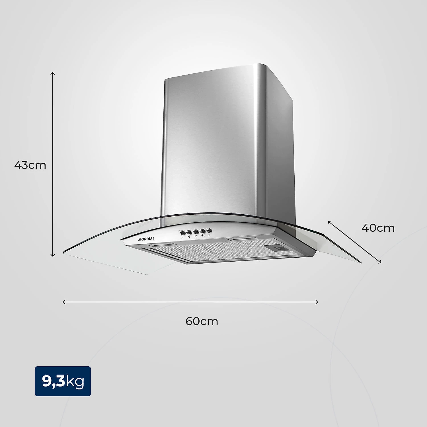 Coifa de Parede Mondial CF60-01 COIFA DE PAREDE-127V-INOX
