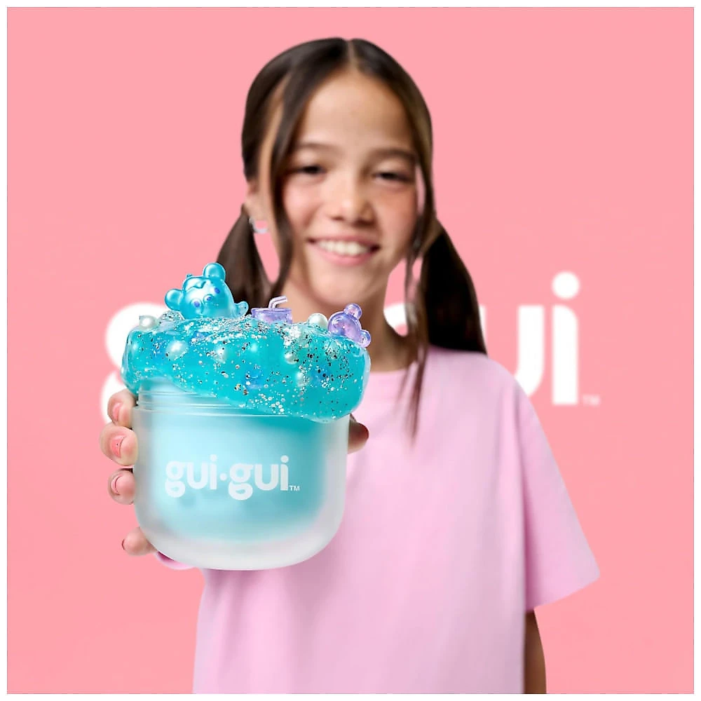 Kit Deluxe Gui Gui com 2 Slimes Iridescentes e Perfumadas, 5 Passos para Personalizar seu Slime GlowUp, Recipiente Lacrável e Reutilizável