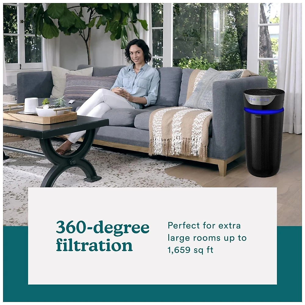 Purificador de Ar Homedics 5 em 1 com Filtro HEPA de 360° para 154m², Ideal para Ambientes Grandes, Aromaterapia e Temporizador