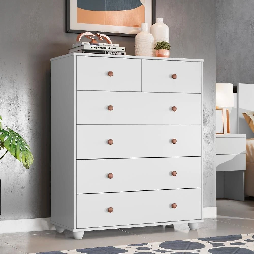 Cômoda Argos 6 Gavetas MDP Retrô Branco Albatroz Móveis 90CM 110CM