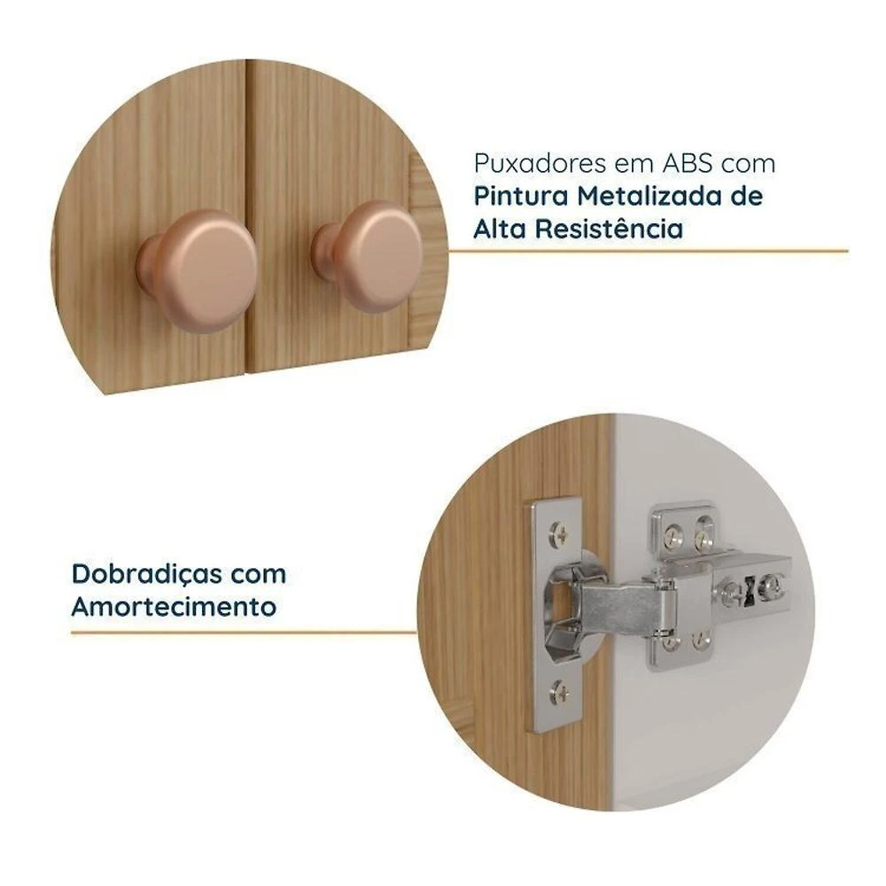 Cozinha Modulada 7 Peças com Tampo 1 Torre 3 Aéreos 3 Balcões Arizona Cabecasa Madeiramadeira Figueira/Menta
