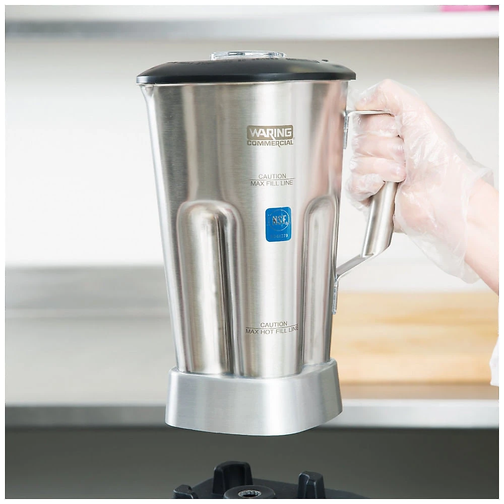 Waring Jarra de Liquidificador em Aço Inoxidável 1.9L com Conjunto de Mistura para Liquidificadores Comerciais