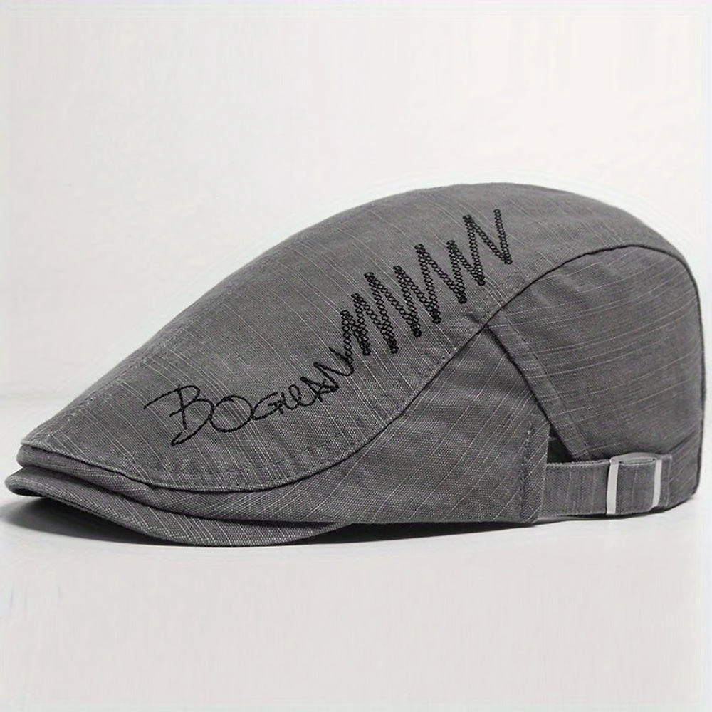Boina Ajustvel Com Letras Bordadas Estilo Fashion Cinza