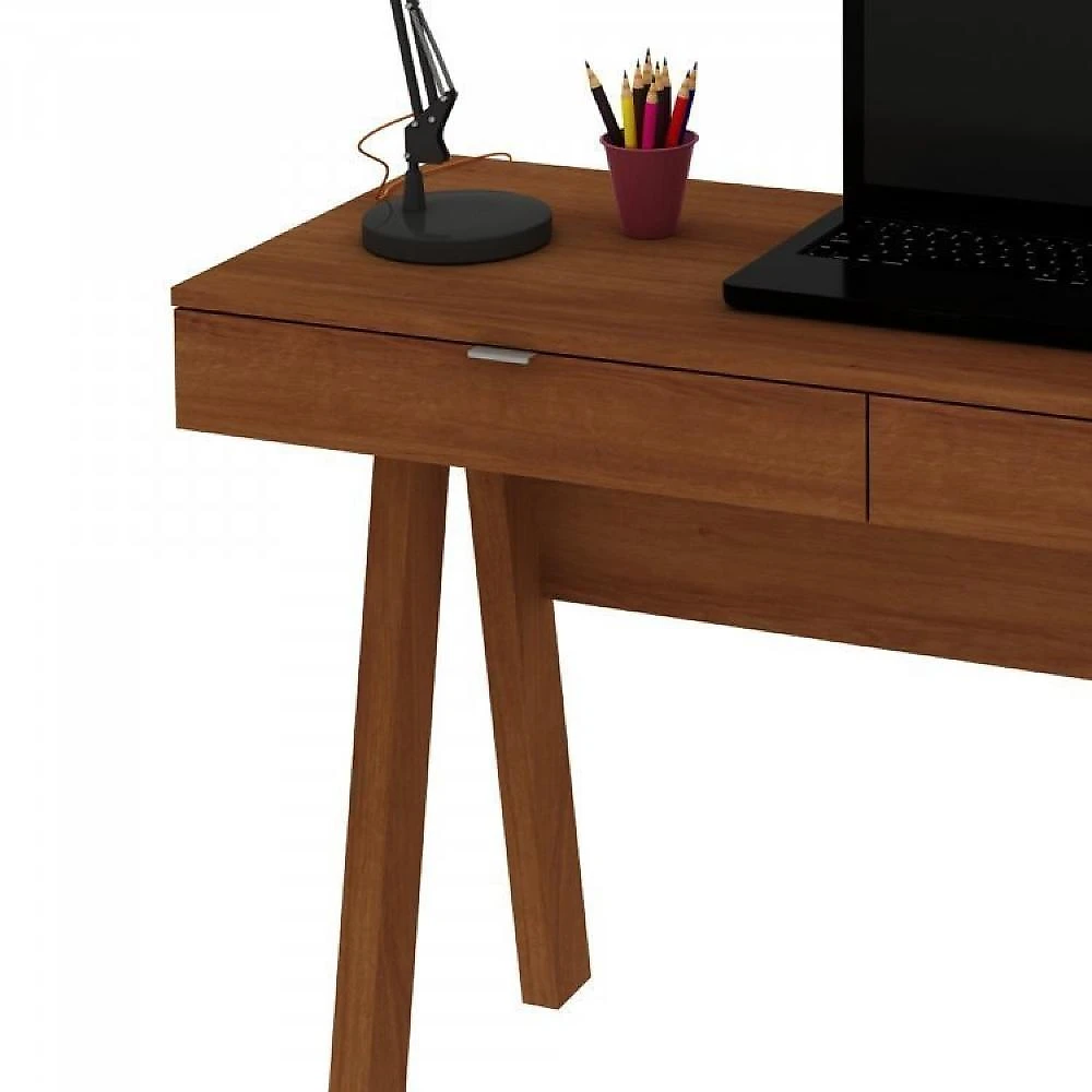 Kit 2 Peças com Escrivaninha ME4128 120cm e Estante 2 Prateleiras 2 Portas Conjunto Home Office Escrivaninha ME4128 120cm e Estante 2 Prateleiras 2 Portas Espresso Móveis Amendoa