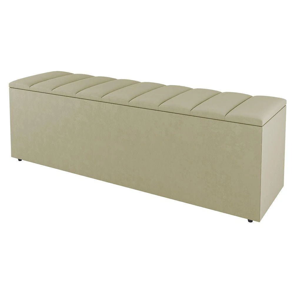Calçadeira Baú Casal Cora 140Cm Sintético Bege - Desk Design