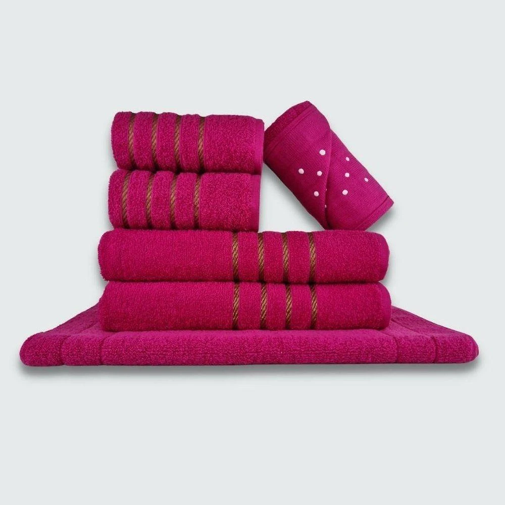 Jogo de Toalha 6 Peças Montreal 100% Algodão Macio e Absorvente Rosa