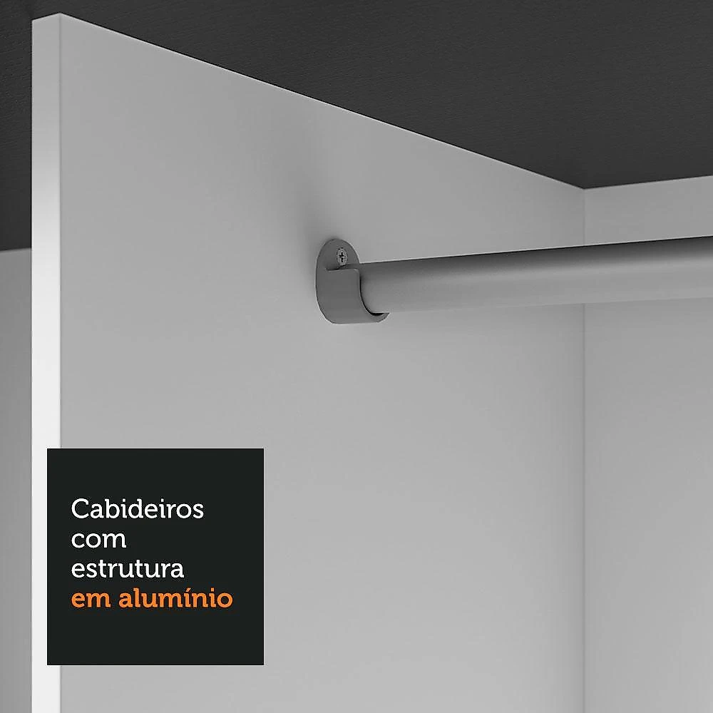 Guarda-roupa casal 3 portas de correr com espelho 2 gavetas sublime madesa preto