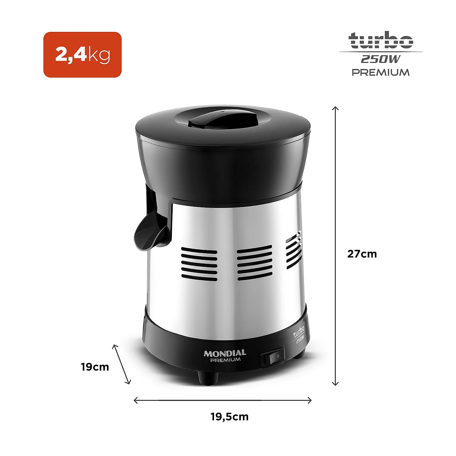 Extrator de Sucos Mondial Turbo Premium E-10 EXTRATOR-BIV-PRETO/INOX