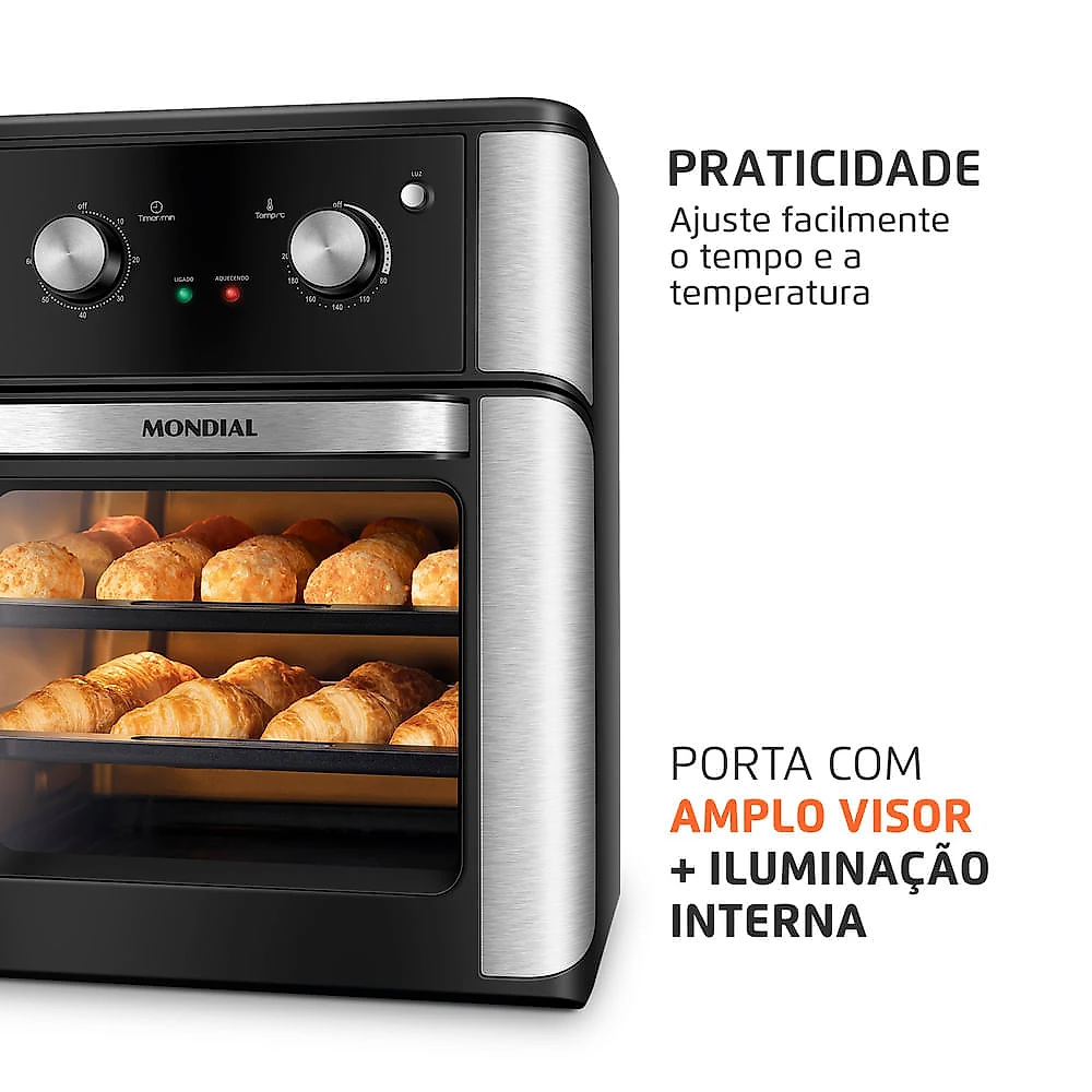 Fritadeira Air Fryer Forno Oven 12L Mondial Preto 2000W - AFON-12L-AB 110V