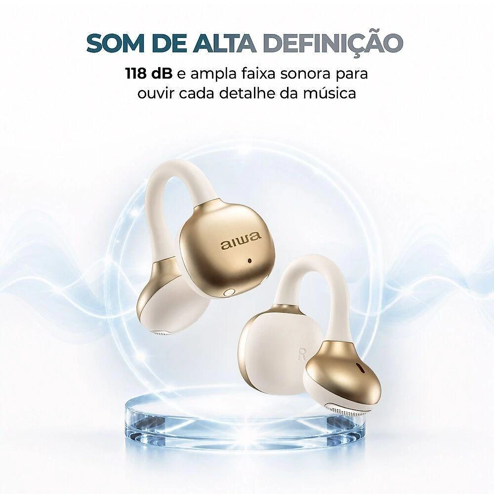 Fone de Ouvido Earbud Aiwa AWS-EB-06-CL-WG Bluetooth 6.0 32h Bivolt Branco