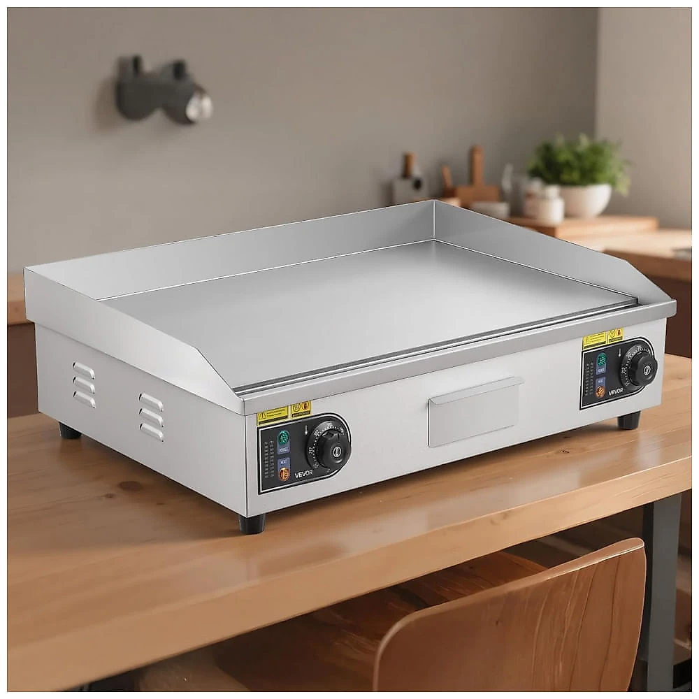 Chapa Elétrica Comercial VEVOR 72x40cm 2800W 50°C a 300°C Inox Sem PFOA 110V
