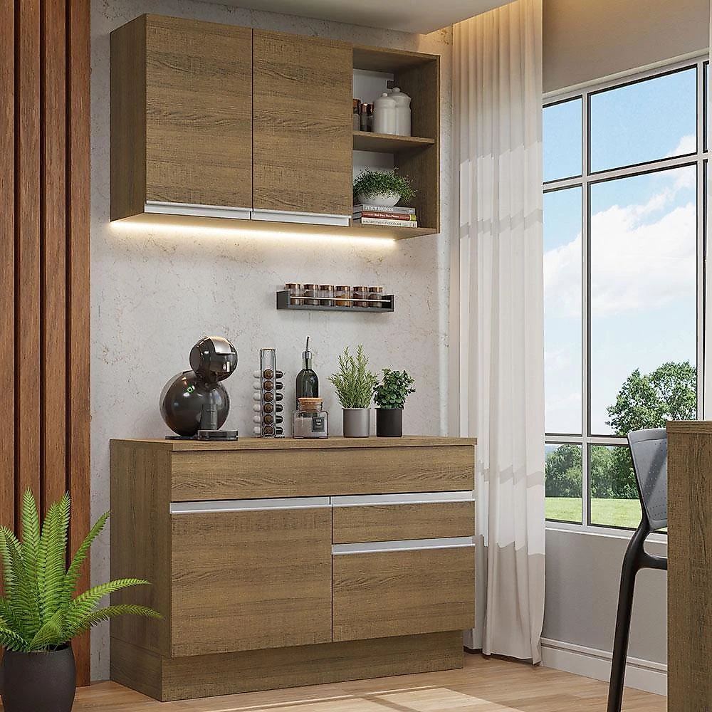 Armário de cozinha compacta 120cm rustic glamy madesa 08