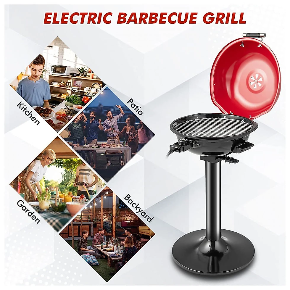 Churrasqueira Elétrica Serve até 15 Pessoas, 110V 1600W, HAPPYGRILL, Vermelha