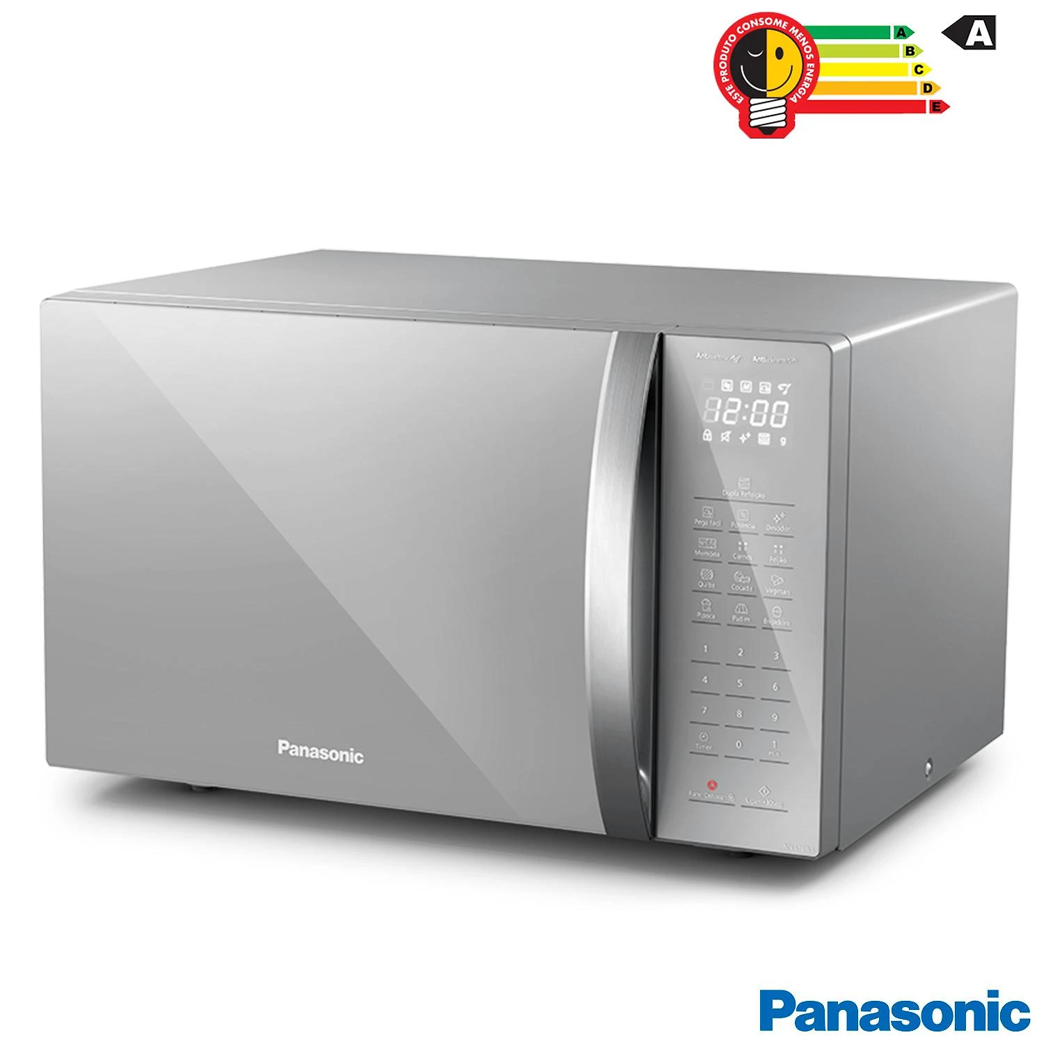 Miniatura Micro-ondas de Mesa Panasonic com 34 Litros de Capacidade Inox - NN-ST67LSRUN 110