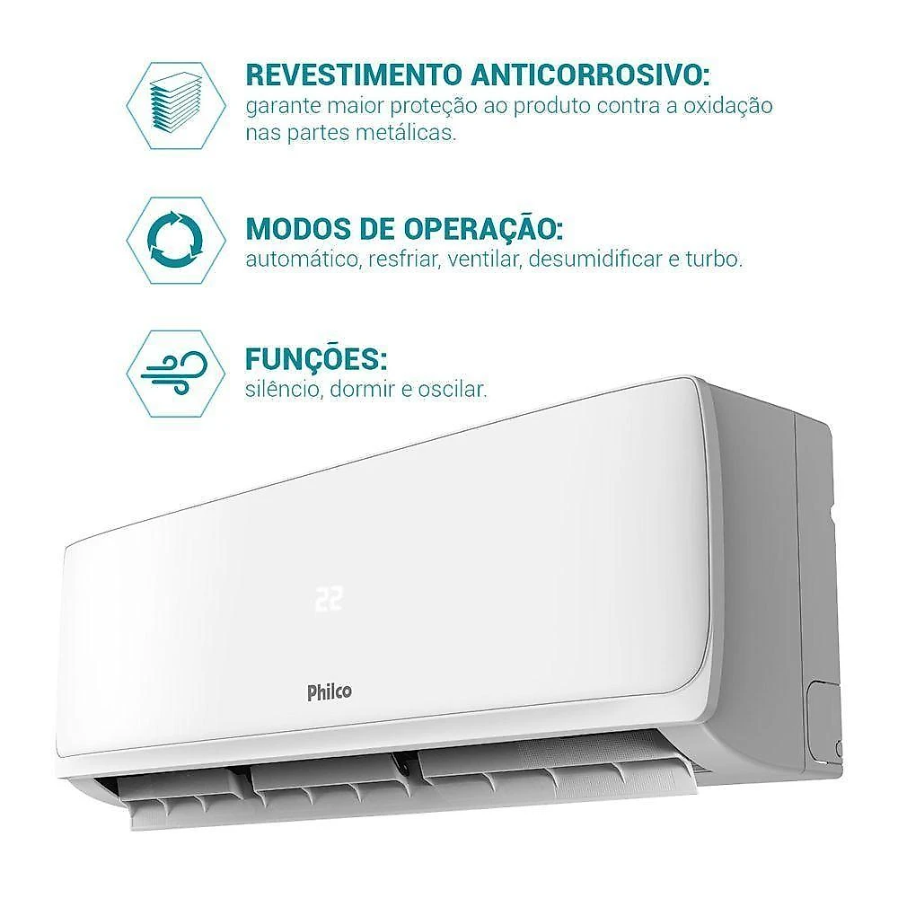 Ar condicionado split inverter philco 18000 btus frio 220v pac18fb