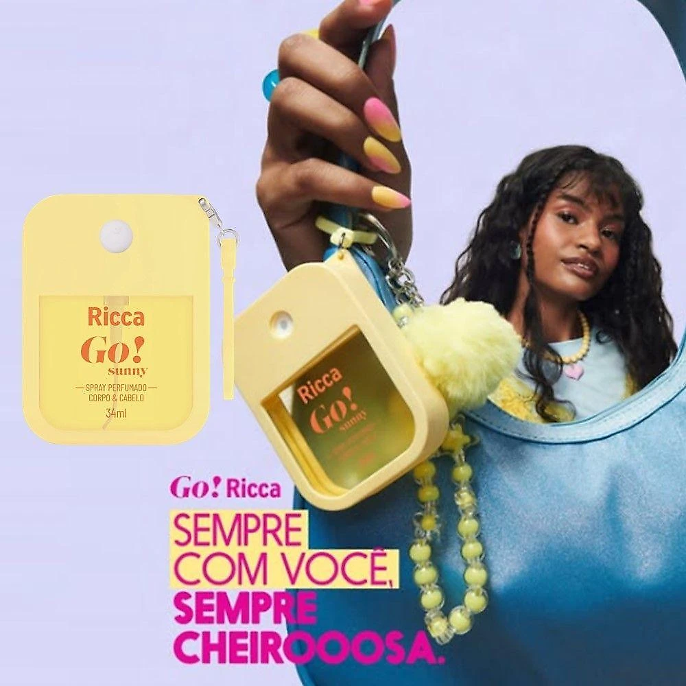 Colônia Spray Go! Sunny Água de Coco Lima Unissex Cítrica e Tropical 34ml Ricca