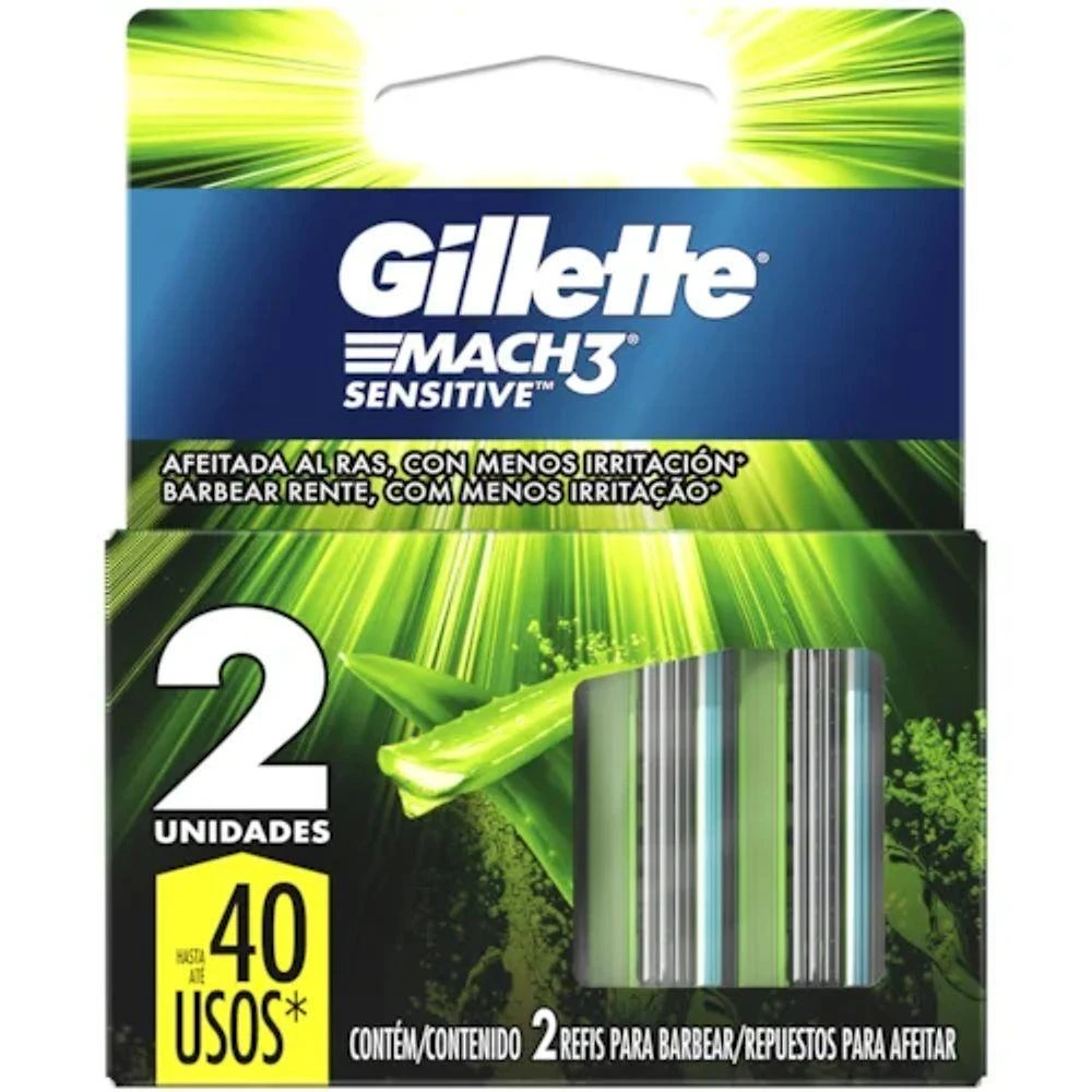 Gillette Mach3 Sensitive 2 Unidades Carga Para Aparelho De Barbear