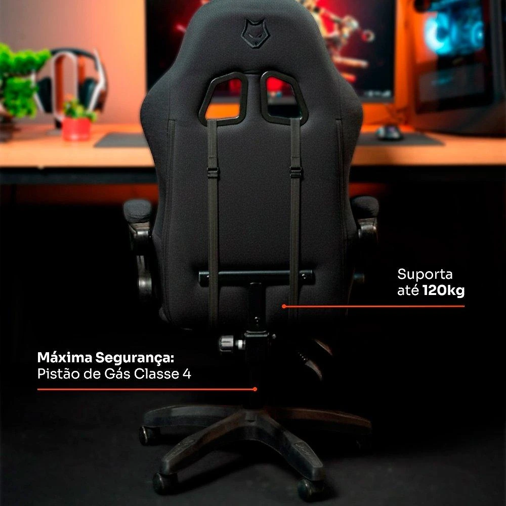 Miniatura Cadeira Gamer Husky Storm 100, Até 120kg, Almofadas, Reclinável 135º, Tecido, Preta - HCG100PTT