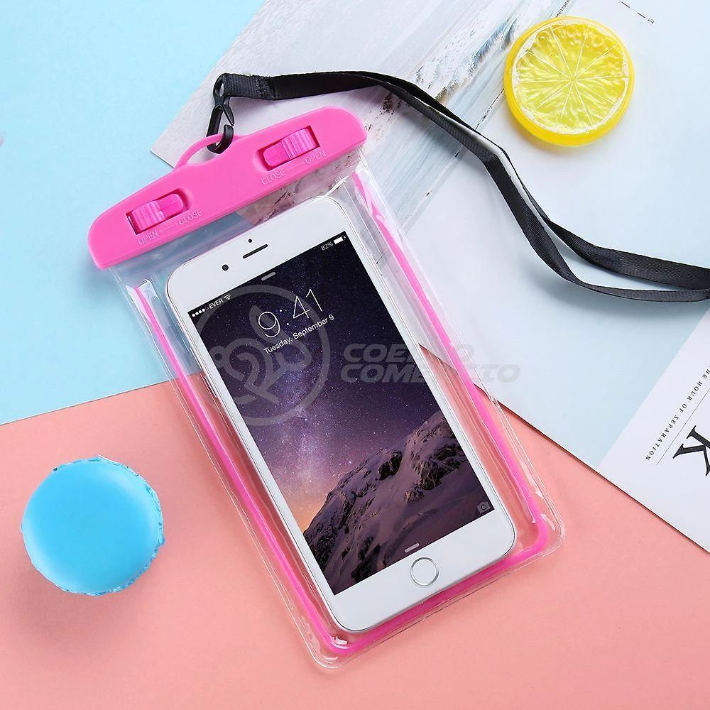 Capa Bolsa A Prova Dágua Impermeável Universal Para Rosa