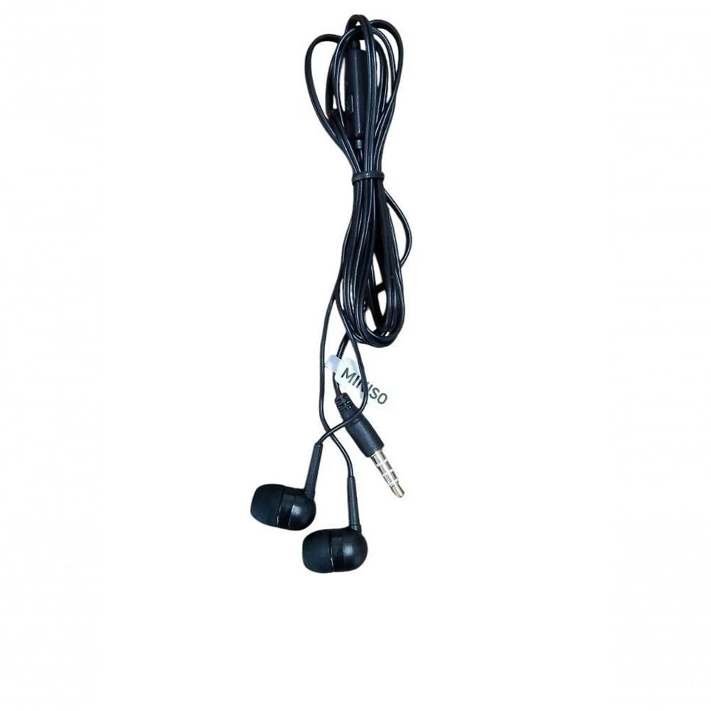 Fone de Ouvido com Fio Miniso Brasil com Estojo Conector P2 3,5mm Preto