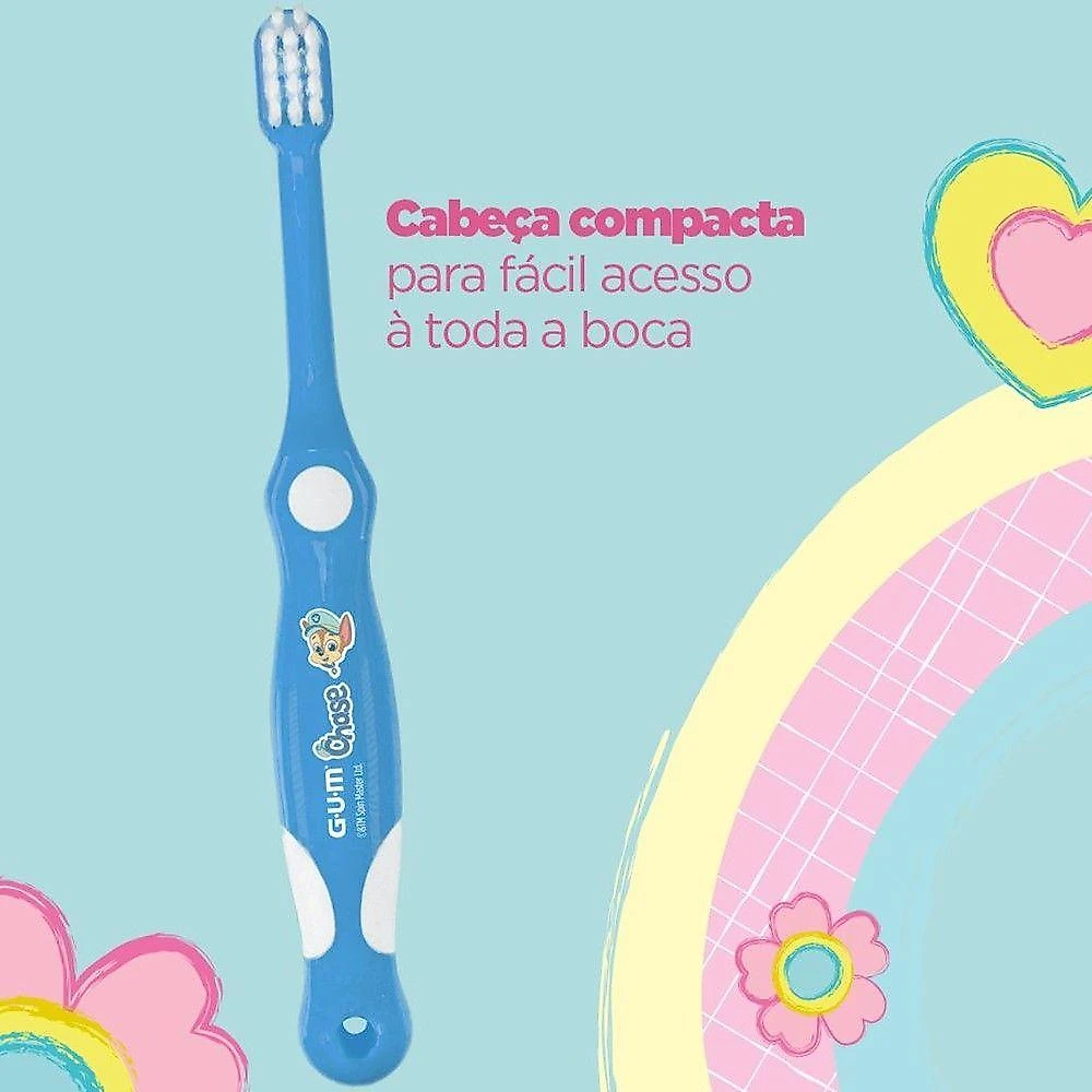 Escova de Dente Infantil Baby Gum Patrulha Canina Extra Macia Rosa GUM