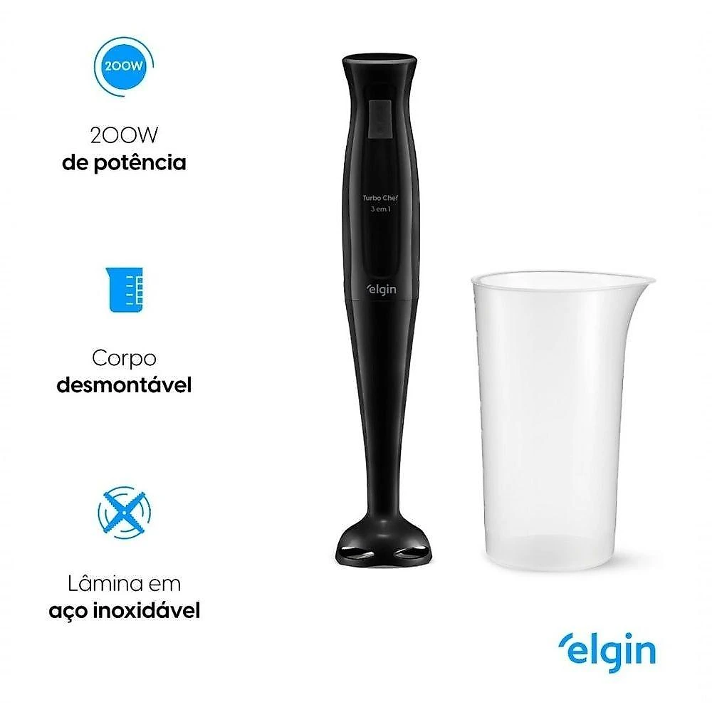 Mixer 3 em 1 Turbo Chef 200W com Triturador Batedor Copo e Picador 110V