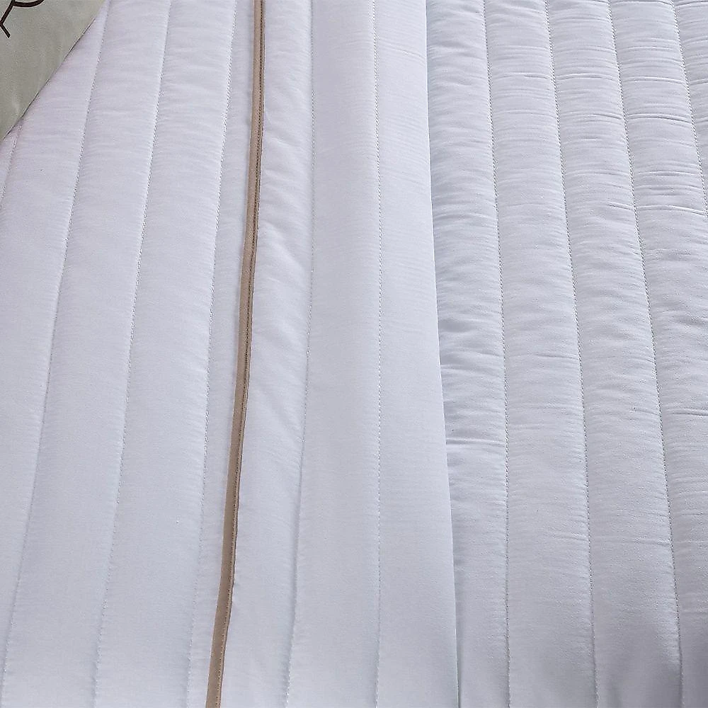 Kit Cobre Leito 5 Peças Queen Inove Percal 200 Fios 100% Poliéster - Nature Branco/cáqui