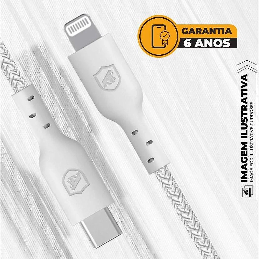 Cabo de Dados Gshield Cabo Ultra Safe Lightning e Tipo C 1,5m Branco 1