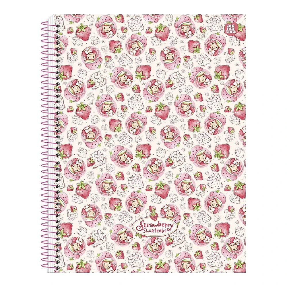 Caderno Colegial Espiral Capa Dura São Domingos Moranguinho - Animativa 1x1 80 Folhas Pautadas Rosa